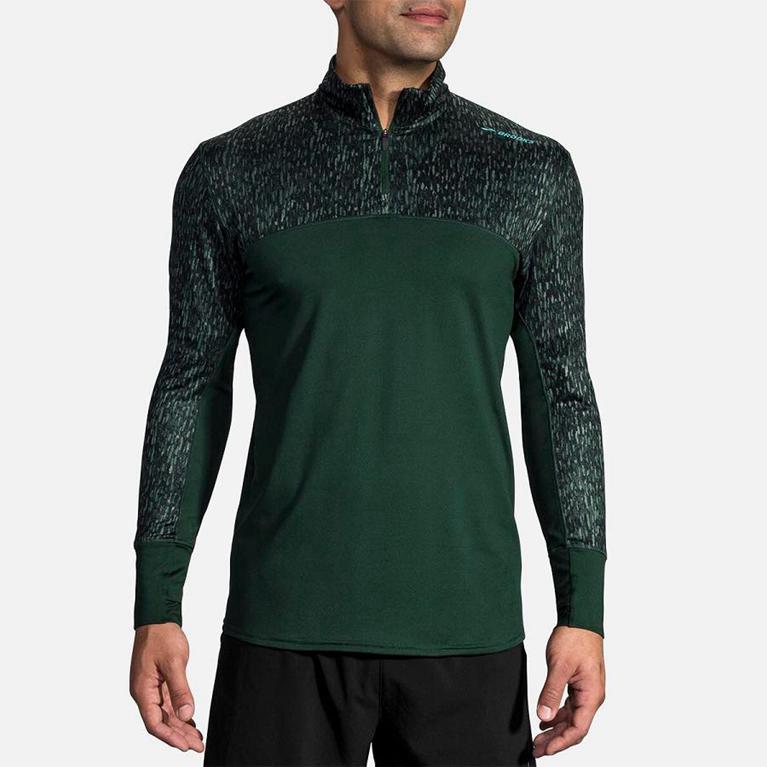 Brooks Dash Half Zip Running Jackets - Men's - Green (87065-IHTW)